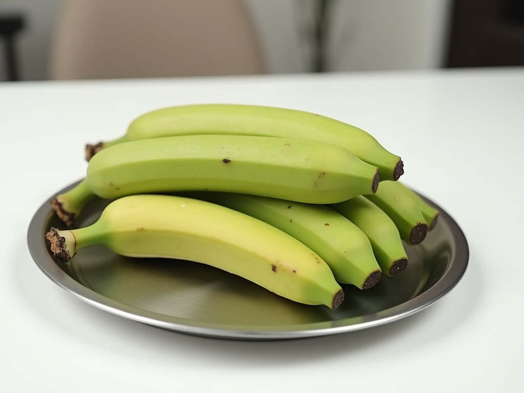 Unripe green banana